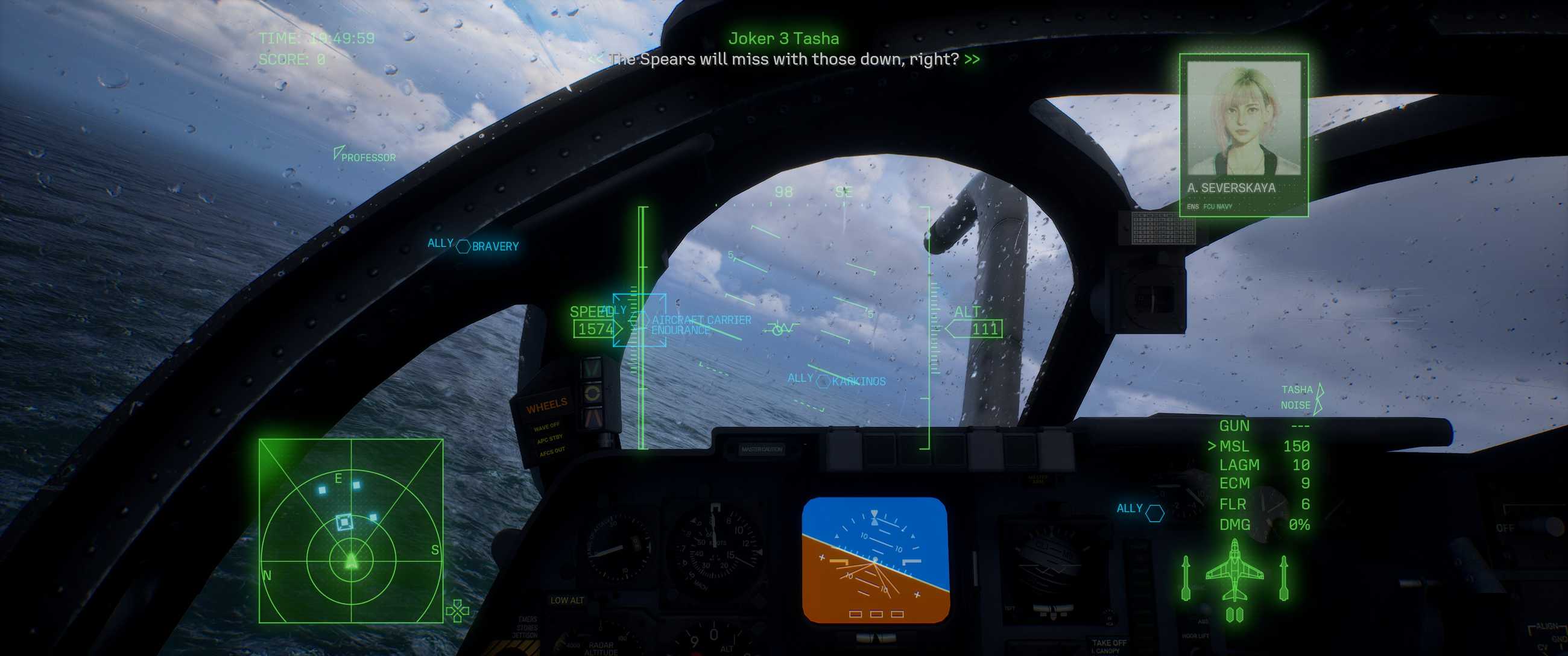座舱视角 HUD：雷达、目标框、武器状态一览
