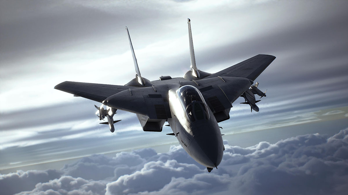 F-14 在云层上方飞行